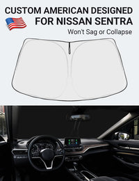 Custom American designed 2020-2025 Nissan Sentra windshield sunshade, will not sag or collapse
