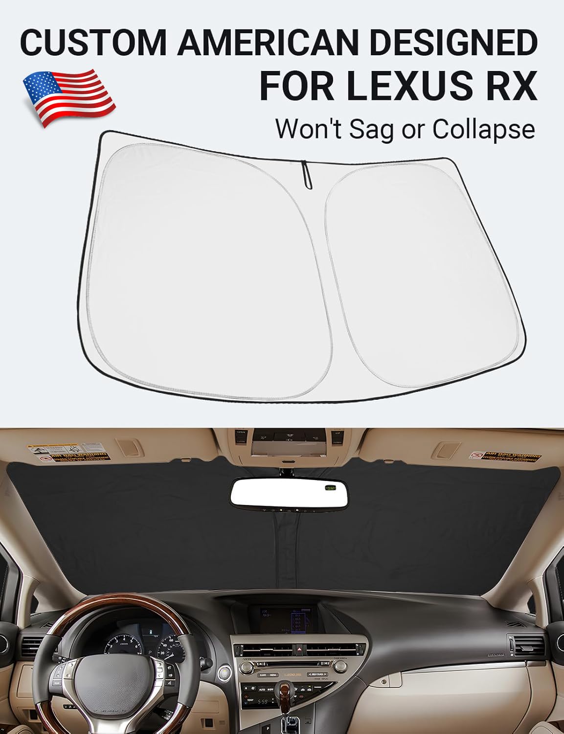 2010-2015 Lexus RX custom-fit sunshade - folded compact