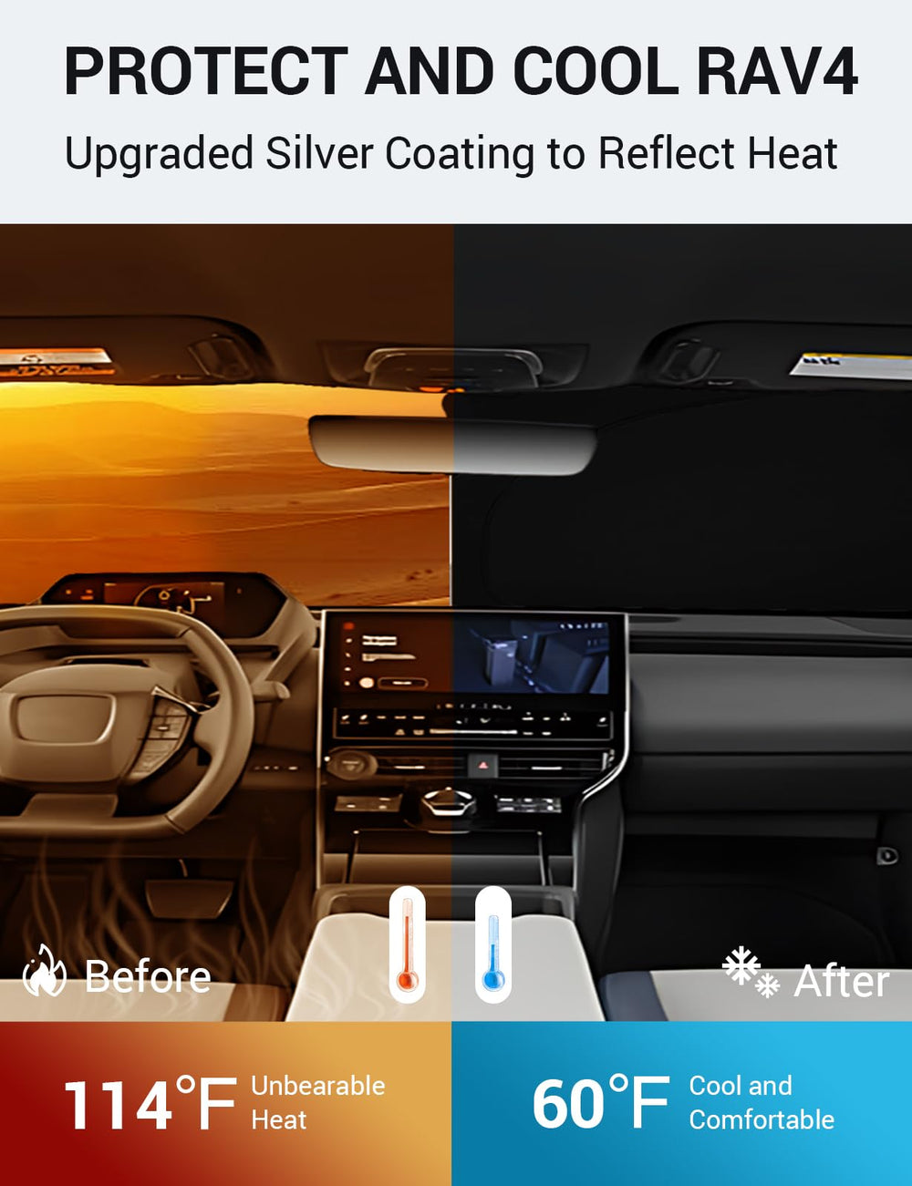 Proadsy 2026 Upgrade Windshield Sun Shade Custom Fit Solterra 2023-2026 Foldable Front Sunshade Protector Sun Visor Blocks UV Rays Keep Car Cooler Accessories