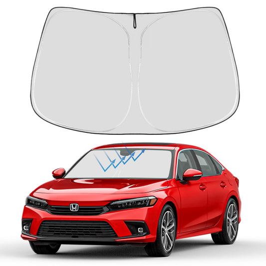 Proadsy 2025 Upgrade Windshield Sun Shade Custom Fit Honda Civic 2022-2024 2025 (Not for 2022 Sport) 4-Layer Foldable Front Sunshade Protector Sun Visor Blocks UV Rays Keep Car Cooler