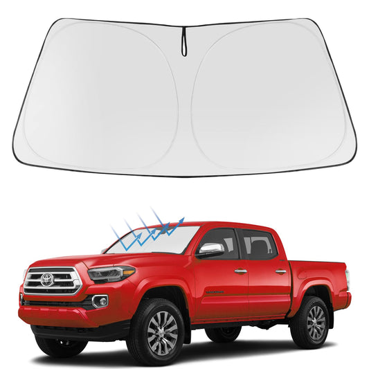 Proadsy 2025 Upgrade Windshield Sun Shade Custom Fit Toyota Tacoma 2016-2023 4-Layer Foldable Front Sunshade Protector Sun Visor Blocks UV Rays Keep Car Cooler Accessories