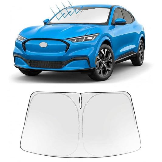 Proadsy Windshield Sun Shade for Ford Mustang Mach-E 2021-2026 Foldable Front Sunshade Protector Sun Visor Blocks UV Rays Keep Car Cooler Accessories