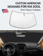 Proadsy 2025 Upgrade Windshield Sun Shade Custom Fit Kia Soul 2020-2024 2025 4-Layer Foldable Front Sunshade Protector Sun Visor Blocks UV Rays Keep Car Cooler
