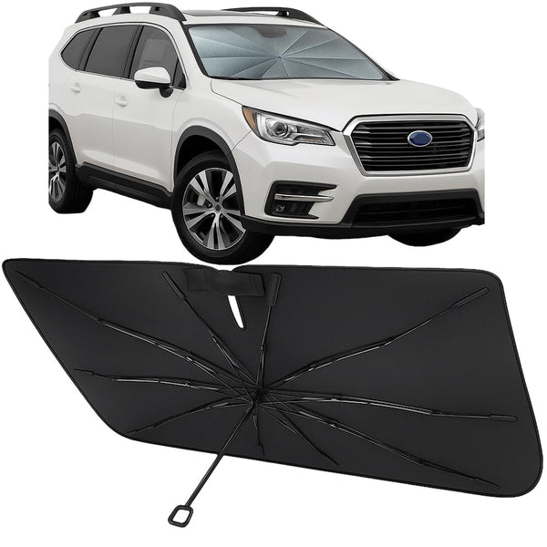 Proadsy Windshield Sun Shade Umbrella for Subaru Ascent 2019-2025 2026 Foldable Car Umbrella Sunshade with Soft TPU Handle Spring Structure Crystal Cooling Material Protect Car from Rays & Heat
