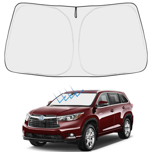Proadsy 2025 Upgrade Windshield Sun Shade Custom Fit Highlander L LE XLE 2014-2019 4-Layer Foldable Front Sunshade Protector Sun Visor Blocks UV Rays Keep Car Cooler