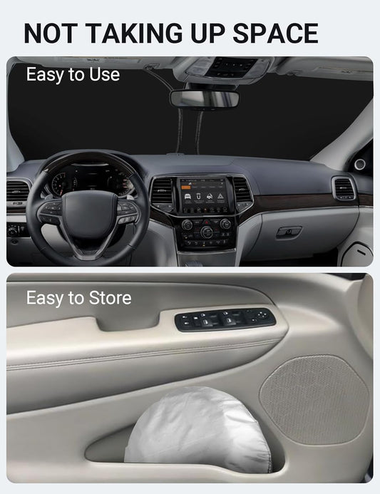 Proadsy Windshield Sun Shade for Jeep Grand Cherokee 2014-2025 2026 4-Layer Foldable Front Sunshade Protector Sun Visor Blocks UV Rays Keep Car Cooler