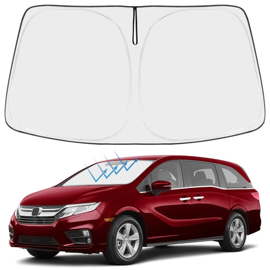 Proadsy 2025 Upgrade Windshield Sun Shade Custom Fit Honda Odyssey 2018-2024 2025 4-Layer Foldable Front Sunshade Protector Sun Visor Blocks UV Rays Keep Car Cooler Accessories