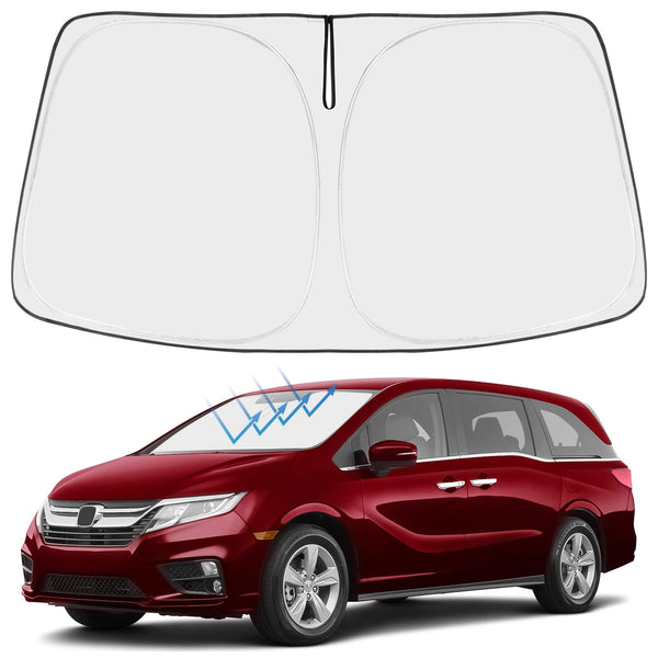 Proadsy Windshield Sun Shade for Honda Odyssey 2018-2025 2026 LX,EX,EX-L,Touring,Elite Minivan 4-Layer Foldable Front Sunshade Protector Sun Visor Blocks UV Rays Keep Car Cooler Accessories