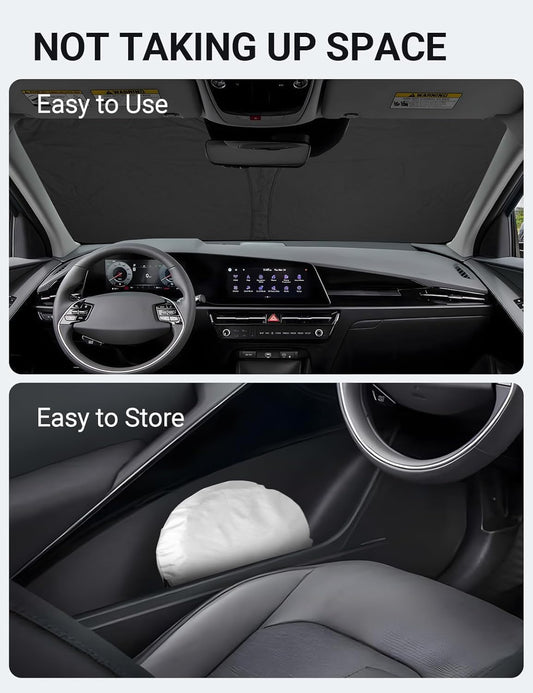 Proadsy 2026 Upgrade Front Windshield Sun Shade Foldable Sunshade Protector Custom Fit 2017-2022 Kia NIRO Accessories
