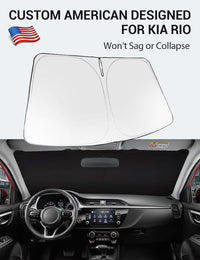Custom American designed 2018-2023 Kia Rio windshield sunshade, will not sag or collapse