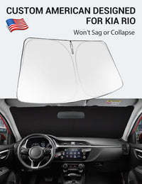 Proadsy 2026 Upgrade Windshield Sun Shade Custom Fit 2018-2023 Kia Rio Foldable Front Sunshade Protector Sun Visor Blocks UV Rays Keep Car Cooler
