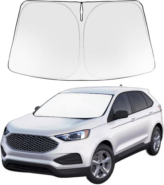 Proadsy 2025 Upgrade Windshield Sun Shade Custom Fit 2015-2023 2024 2025 Ford Edge Foldable Front Sunshade Protector Sun Visor Blocks UV Rays Keep Car Cooler