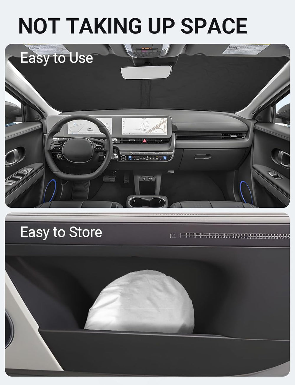 Proadsy 2025 Upgrade Windshield Sun Shade Custom Fit Hyundai Ioniq 5 2022-2024 2025 4-Layer Foldable Front Sunshade Protector Sun Visor Blocks UV Rays Keep Car Cooler Accessories