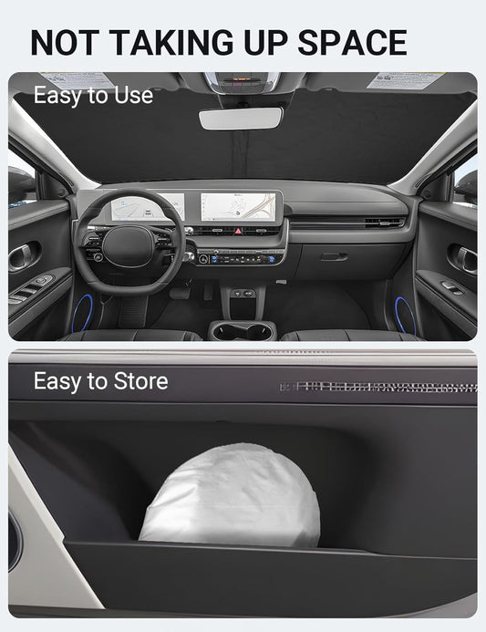 Proadsy 2026 Upgrade Windshield Sun Shade Custom Fit Hyundai Ioniq 5 2022-2025 2026 4-Layer Foldable Front Sunshade Protector Sun Visor Blocks UV Rays Keep Car Cooler Accessories