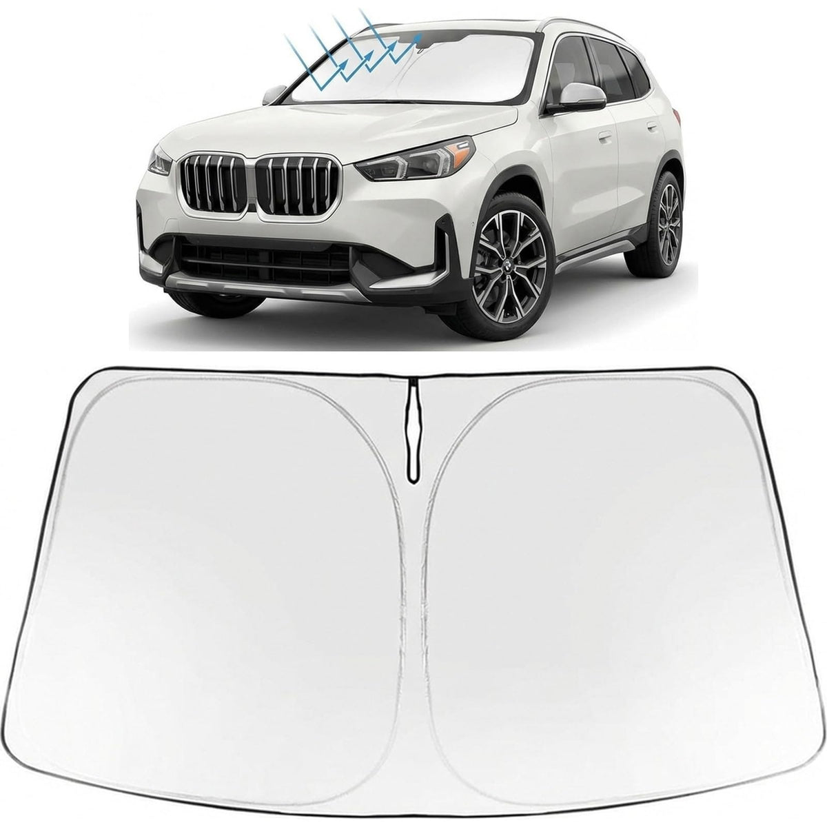 Proadsy Windshield Sun Shade for BMW X1 2023-2026 Foldable Front Sunshade Protector Sun Visor Blocks UV Rays Keep Car Cooler Accessories