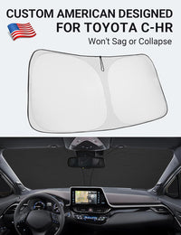 Custom American designed 2018-2023 Toyota C-HR windshield sunshade, will not sag or collapse