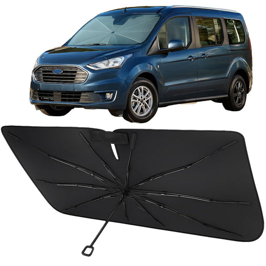 Proadsy Windshield Sun Shade Umbrella for Ford Transit 2015-2025 2026 Foldable Car Umbrella Sunshade with Soft TPU Handle Spring Structure Crystal Cooling Material Protect Car from Rays & Heat