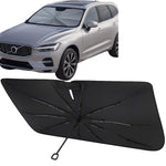 Proadsy Windshield Sun Shade Umbrella for Volvo XC60 2018-2025 2026 Foldable Car Umbrella Sunshade with Soft TPU Handle Spring Structure Crystal Cooling Material Protect Car from Rays & Heat