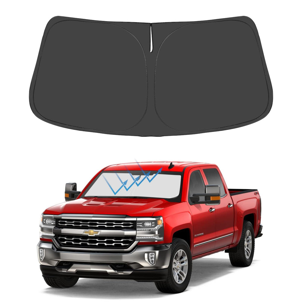 Proadsy 2024 Upgrade Windshield Sunshade Custom for Silverado 2019 2018 2017 2016 2015 2014 Block Sun & UV Foldable Front Window Car Shade Protector Prime Accessories