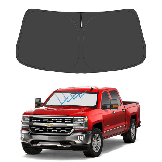 Proadsy 2024 Upgrade Windshield Sunshade Custom for Silverado 2019 2018 2017 2016 2015 2014 Block Sun & UV Foldable Front Window Car Shade Protector Prime Accessories