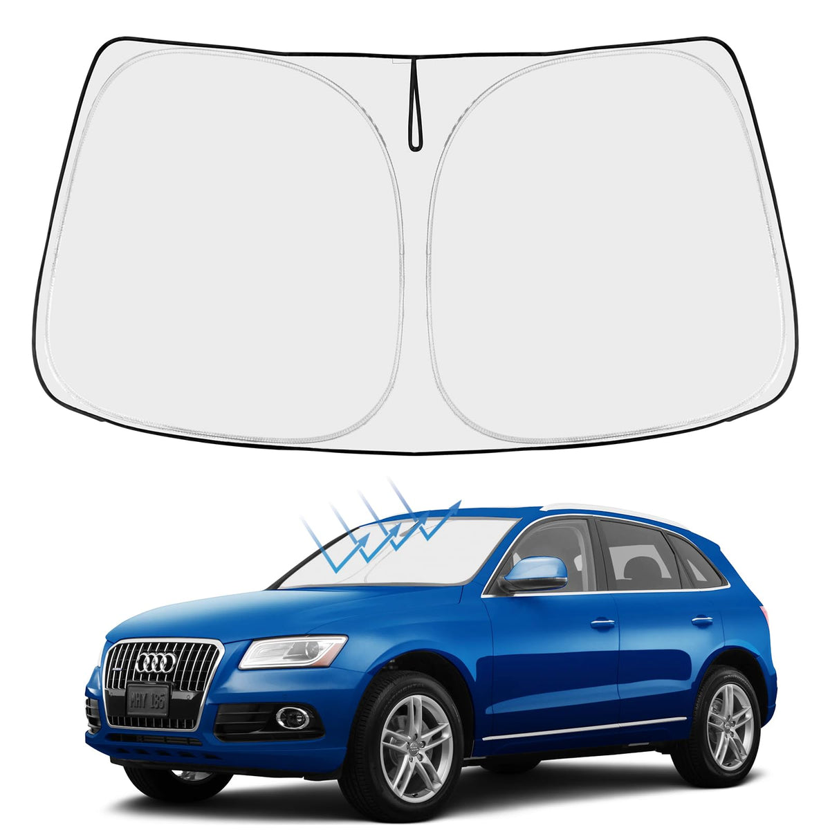 Proadsy 2026 Upgrade Front Windshield Sun Shade Foldable Sunshade Protector Custom Fit 2010-2017 Audi Q5 SQ5 Premium Premium Plus Prestige Crossover SUV Accessories