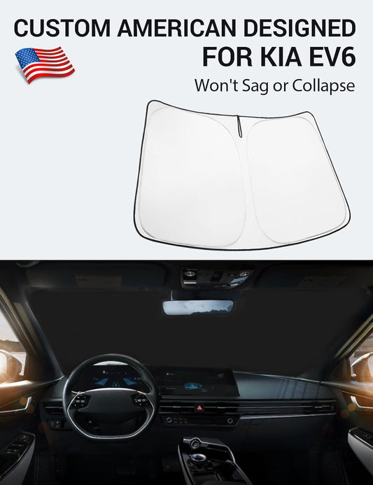 Custom American designed 2023-2026 Kia EV6 windshield sunshade, will not sag or collapse
