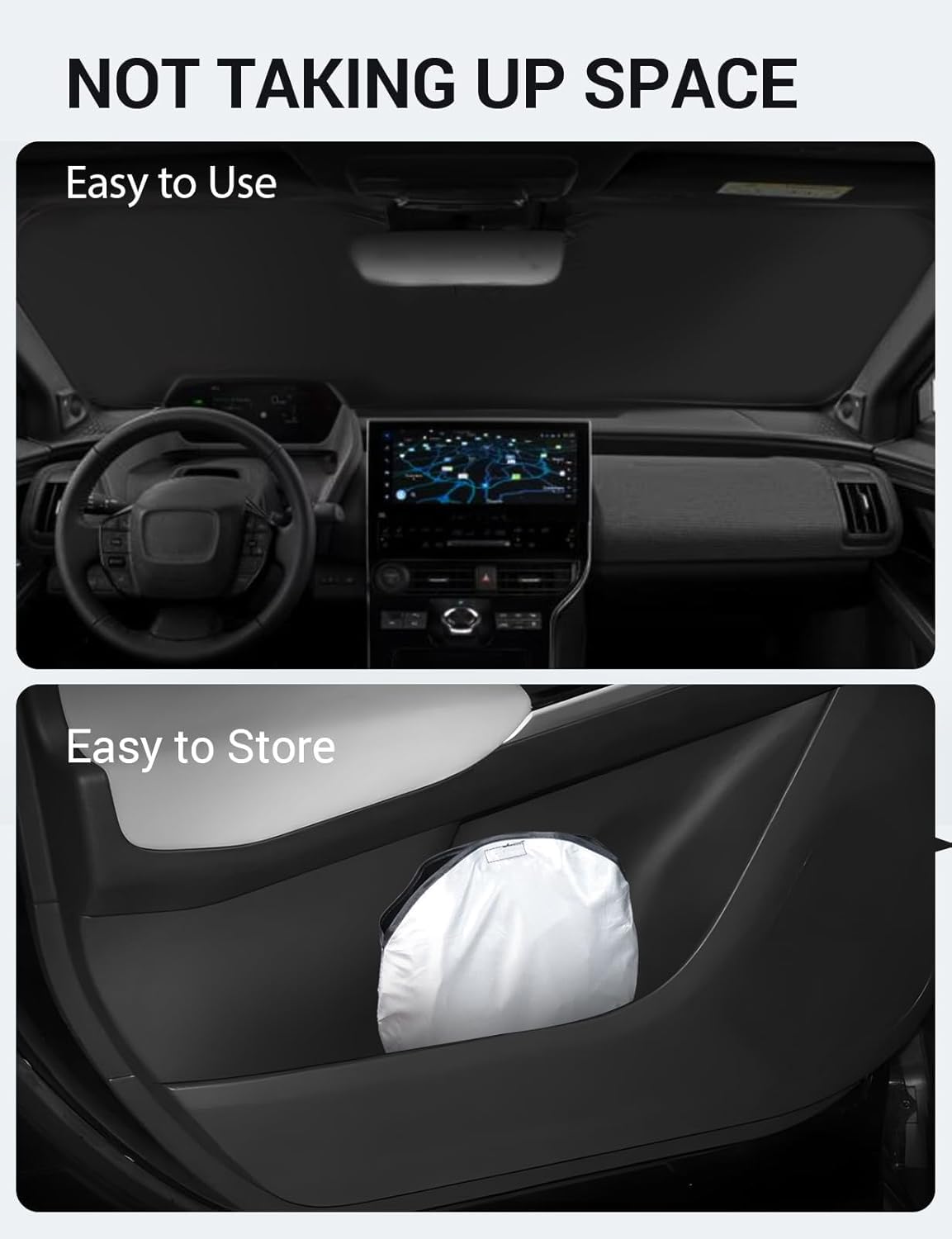 2023-2025 Toyota bZ4X custom-fit sunshade - folded compact