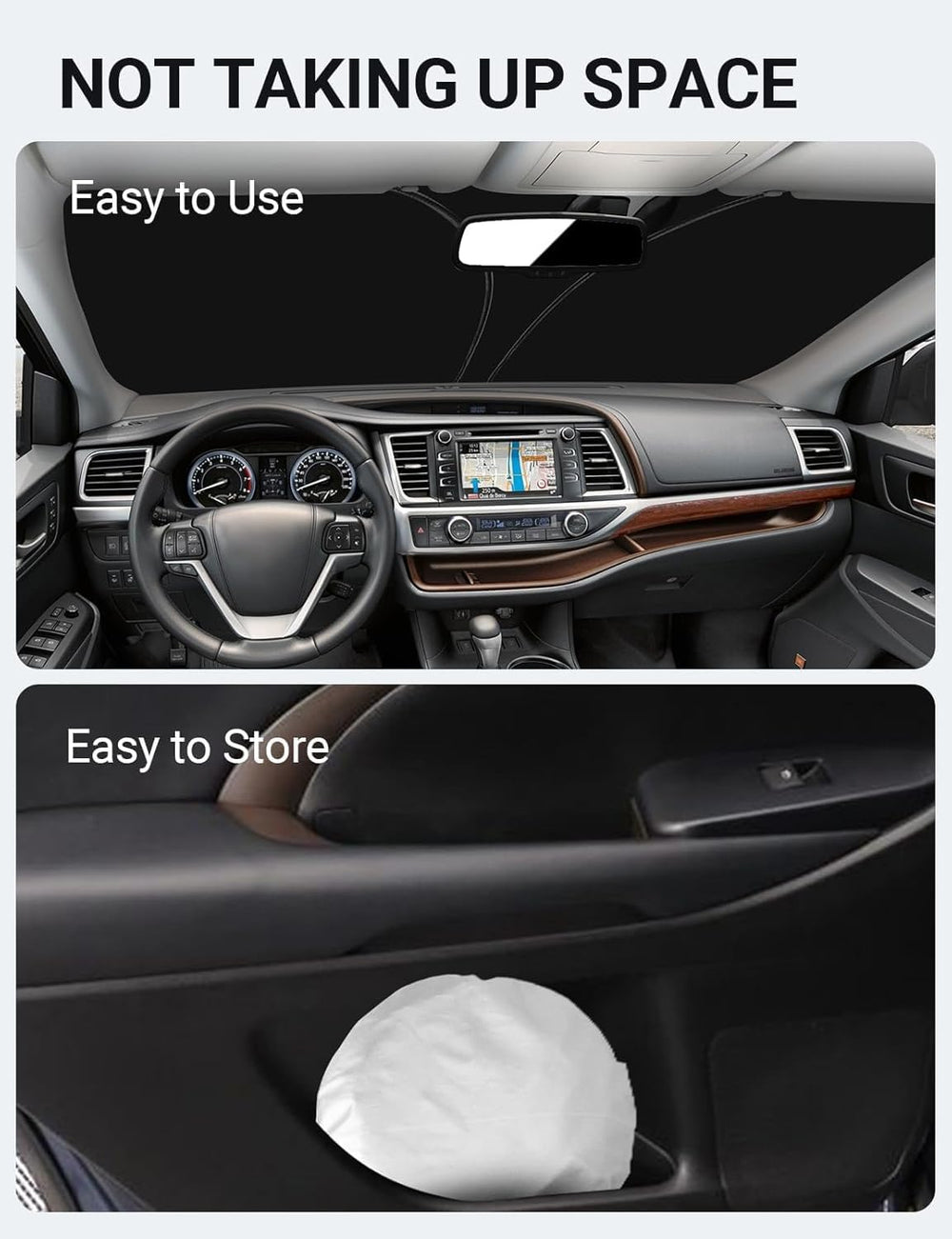 Proadsy 2025 Upgrade Windshield Sun Shade Custom Fit Highlander L LE XLE 2014-2019 4-Layer Foldable Front Sunshade Protector Sun Visor Blocks UV Rays Keep Car Cooler