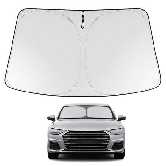 Proadsy 2026 Upgrade Windshield Sun Shade Custom Fit 2019-2025 Audi A6 Foldable Front Sunshade Protector Sun Visor Blocks UV Rays Keep Car Cooler