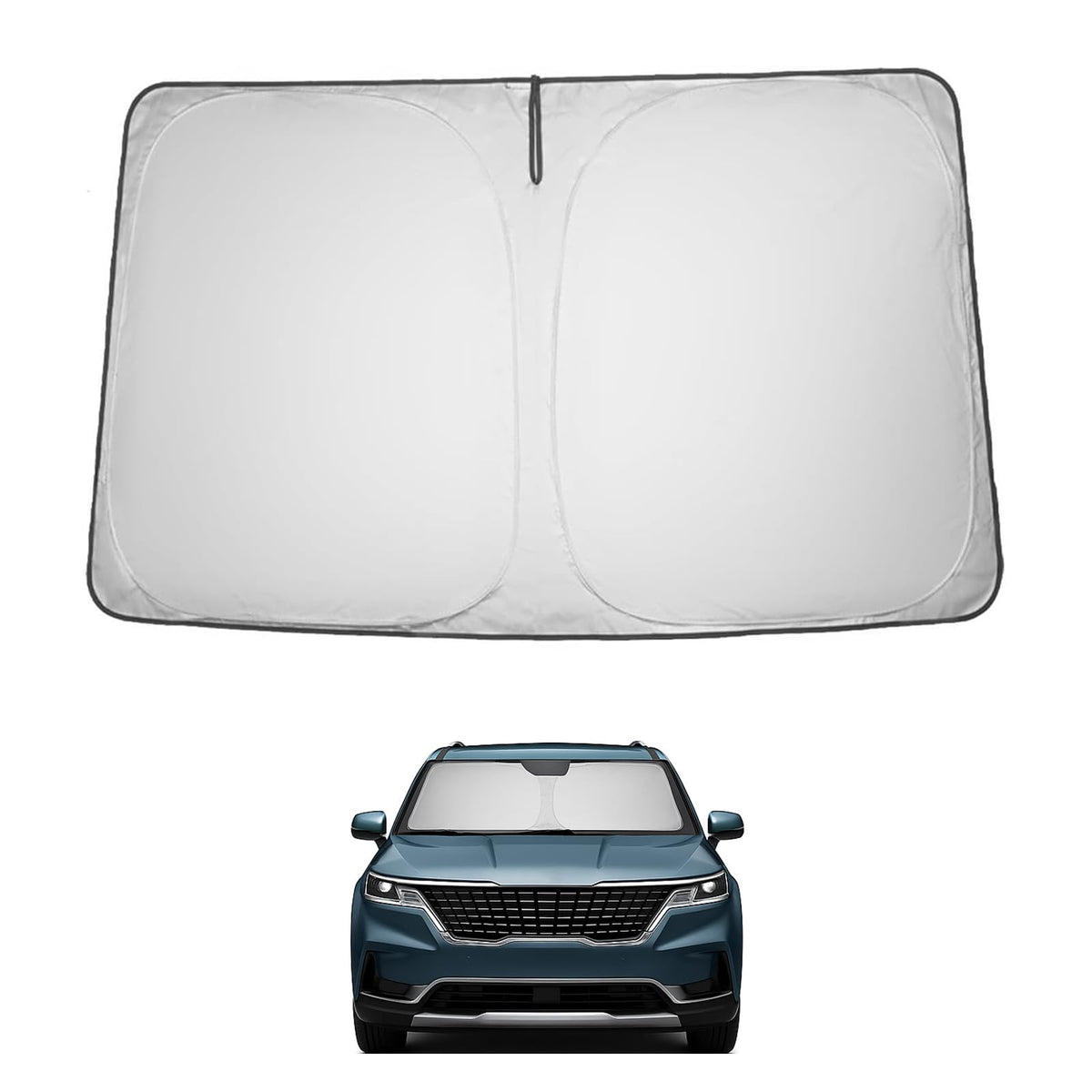 Proadsy 2025 Upgrade Windshield Sun Shade Custom Fit Hyundai Kona 2018-2024 2025 4-Layer Foldable Front Sunshade Protector Sun Visor Blocks UV Rays Keep Car Cooler Accessories