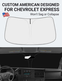 1996-2026 Chevrolet Express custom-fit sunshade - folded compact