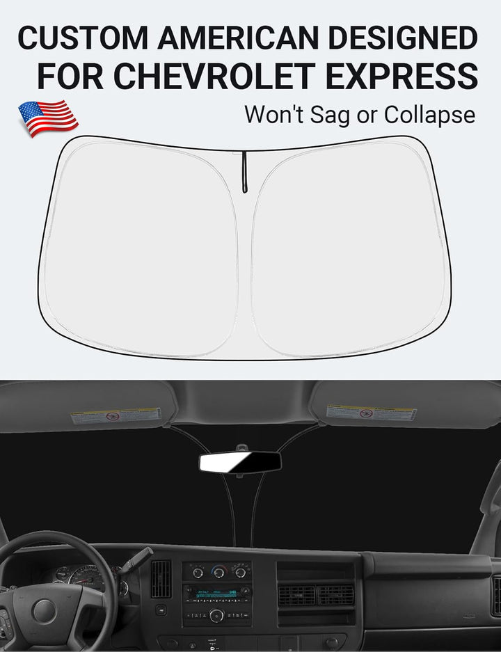 1996-2025 Chevrolet Express Cargo Van Windshield Sunshade