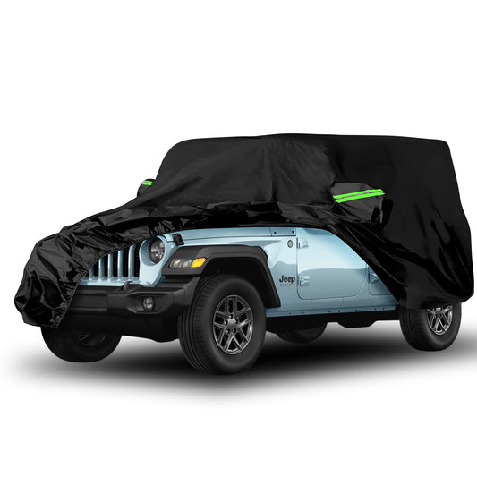 Proadsy 6 Layers Car Cover Custom Fit for Jeep Wrangler 4 Door JK JL YJ TJ 2018-2024 2025 Windproof All Weather Waterproof Sun Rain UV Dust Snow Protection Outdoor Covers