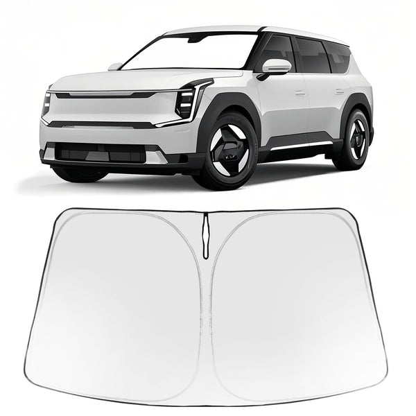 Proadsy 2026 Upgrade Windshield Sun Shade Custom Fit Kia EV9 2024 2025 2026 Foldable Front Sunshade Protector Sun Visor Blocks UV Rays Keep Car Cooler Accessories