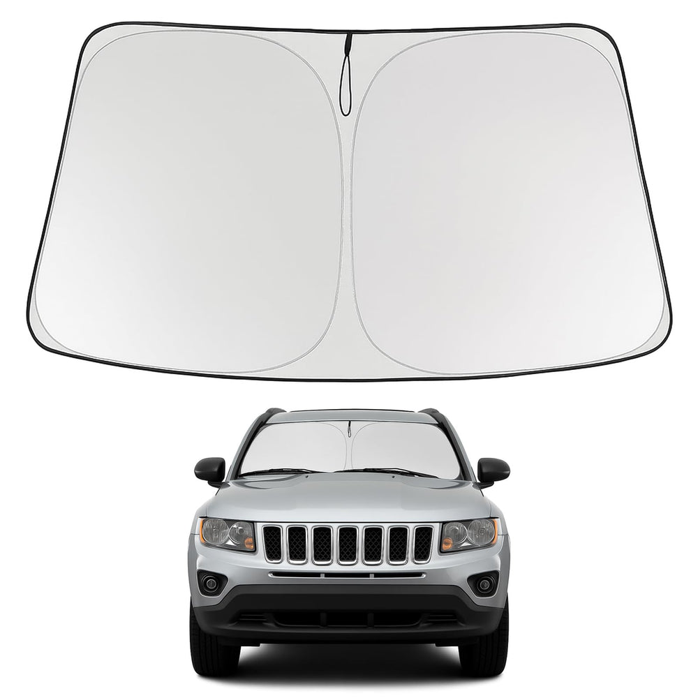 Proadsy 2025 Upgrade Windshield Sun Shade Custom Fit 2007-2017 Jeep Compass Foldable Front Sunshade Protector Sun Visor Blocks UV Rays Keep Car Cooler