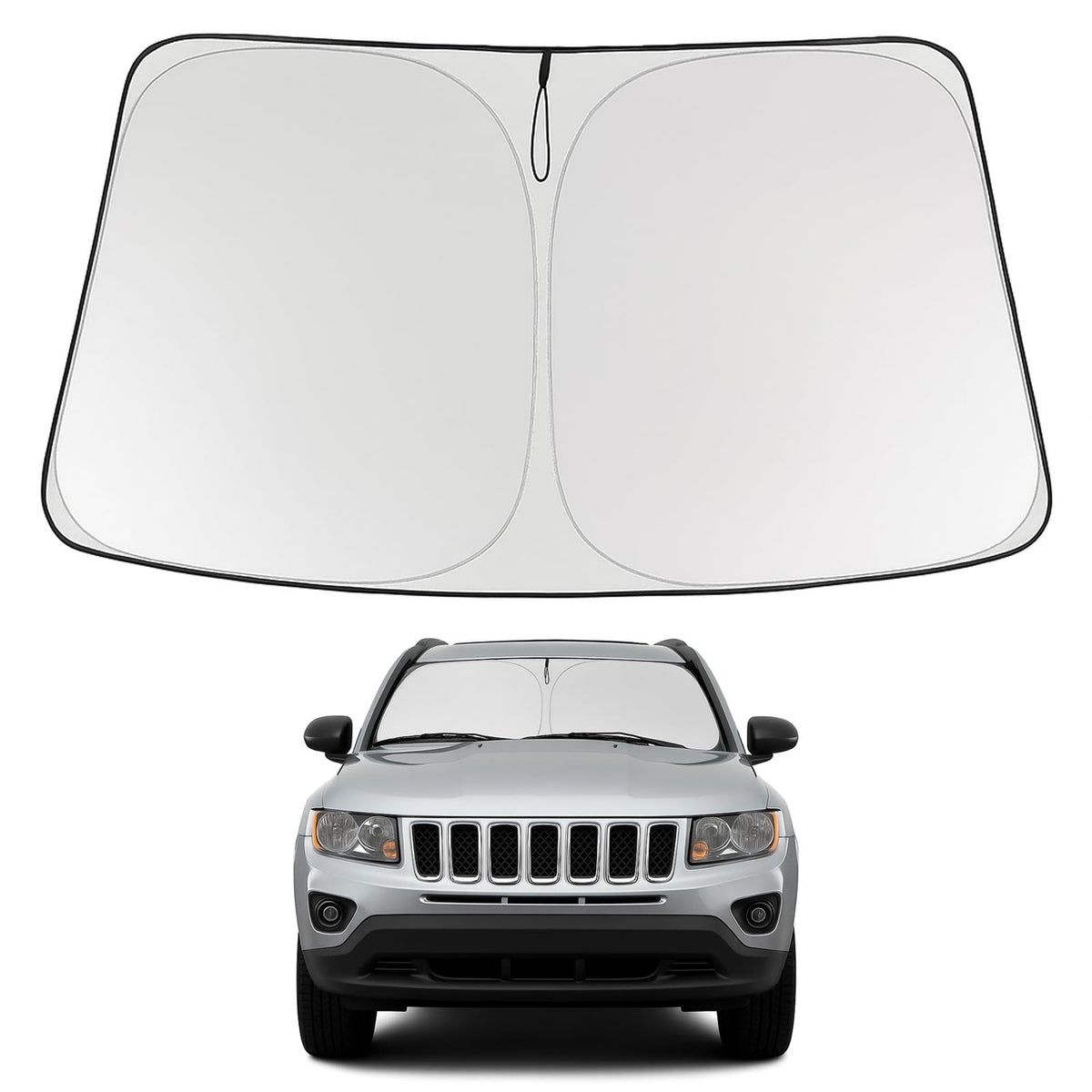 Proadsy 2026 Upgrade Front Windshield Sun Shade Foldable Sunshade Protector Custom Fit 2007-2017 Jeep Compass Accessories