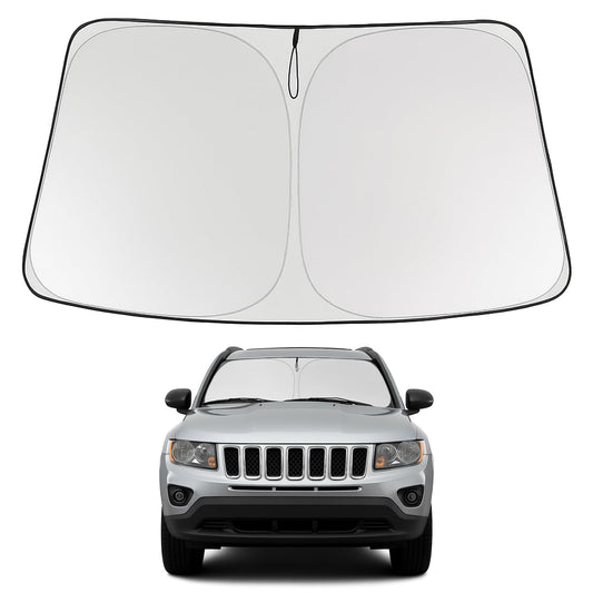 Proadsy 2025 Upgrade Windshield Sun Shade Custom Fit 2007-2017 Jeep Compass Foldable Front Sunshade Protector Sun Visor Blocks UV Rays Keep Car Cooler