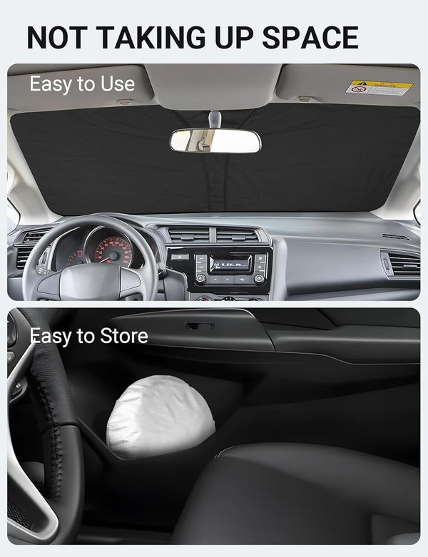 2015-2020 Honda Fit custom-fit windshield sunshade - folded view