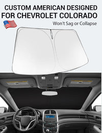 Custom American designed 2013-2015 Chevrolet Malibu windshield sunshade, will not sag or collapse