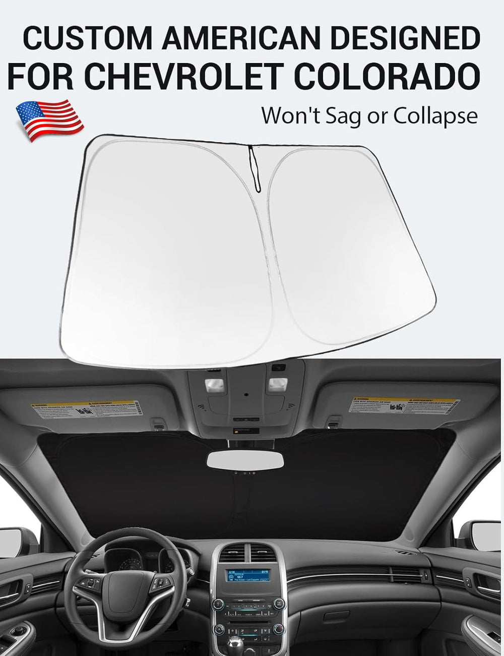 Proadsy 2025 Upgrade Windshield Sun Shade Custom Fit Chevrolet Malibu 2013-2015 4-Layer Foldable Front Sunshade Protector Sun Visor Blocks UV Rays Keep Car Cooler
