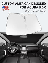 Custom American designed 2007-2012 Acura RDX windshield sunshade, will not sag or collapse