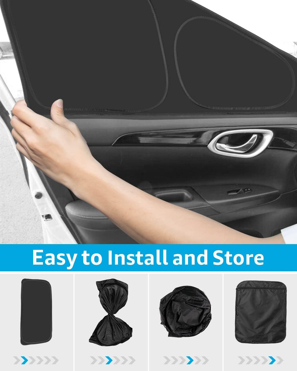 Proadsy Window Sun Shade for Nissan Sentra 2024 2023 2022 2021 2020 Side Window for Baby/Camping UV Rays and Privacy Protect Upgrade Accessories Set of 5