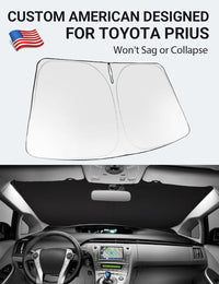 Proadsy 2025 Upgrade Windshield Sun Shade Custom Fit 2010-2015 Toyota Prius Foldable Front Sunshade Protector Sun Visor Blocks UV Rays Keep Car Cooler