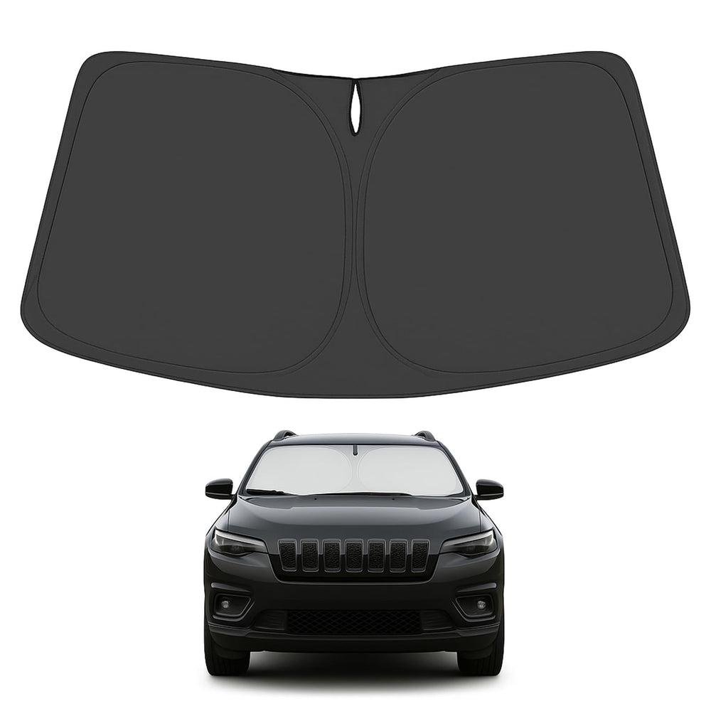 Proadsy 2026 Upgrade Windshield Sunshade Custom for Jeep Cherokee 2014-2025 (Not for Jeep Grand Cherokee) Reflective Heat Sun UV Protector Foldable Front Window Shade Accessories
