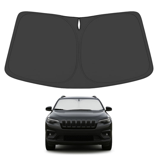 Proadsy 2026 Upgrade Windshield Sunshade Custom for Jeep Cherokee 2014-2025 (Not for Jeep Grand Cherokee) Reflective Heat Sun UV Protector Foldable Front Window Shade Accessories