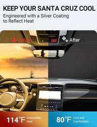 Custom American designed 2022-2026 Hyundai Santa Cruz windshield sunshade, will not sag or collapse