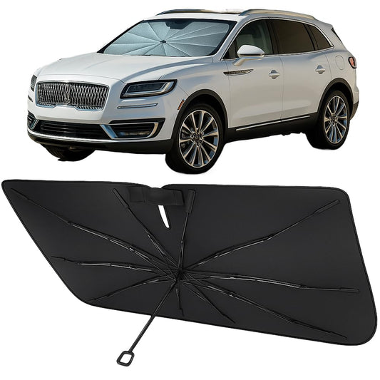 Proadsy Windshield Sun Shade Umbrella for Lincoln Nautilus 2024 2025 2026 Foldable Car Umbrella Sunshade with Soft TPU Handle Spring Structure Crystal Cooling Material Protect Car from Rays & Heat