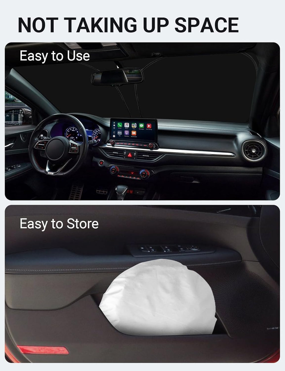 Proadsy 2025 Upgrade Windshield Sun Shade Custom Fit Kia Forte 2019-2024 2025 4-Layer Foldable Front Sunshade Protector Sun Visor Blocks UV Rays Keep Car Cooler Accessories
