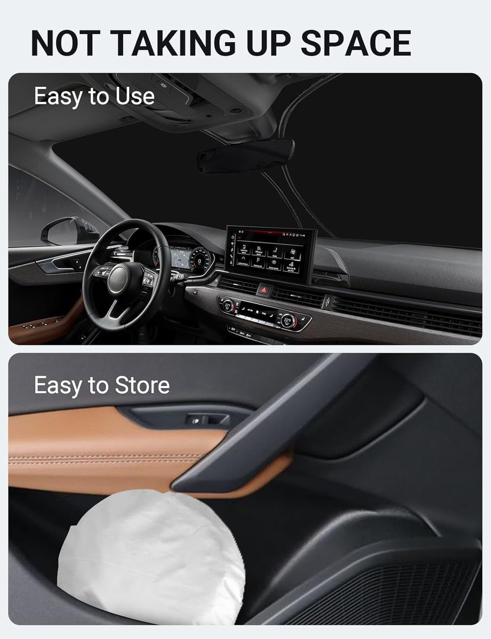 Proadsy 2025 Upgrade Front Windshield Sun Shade Foldable Sunshade Protector Custom Fit 2018-2024 2025 Audi Q5 SQ5 Premium, Premium Plus, Prestige Crossover SUV Winter Accessories