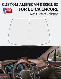 Custom American designed 2018-2022 Buick Encore windshield sunshade, will not sag or collapse